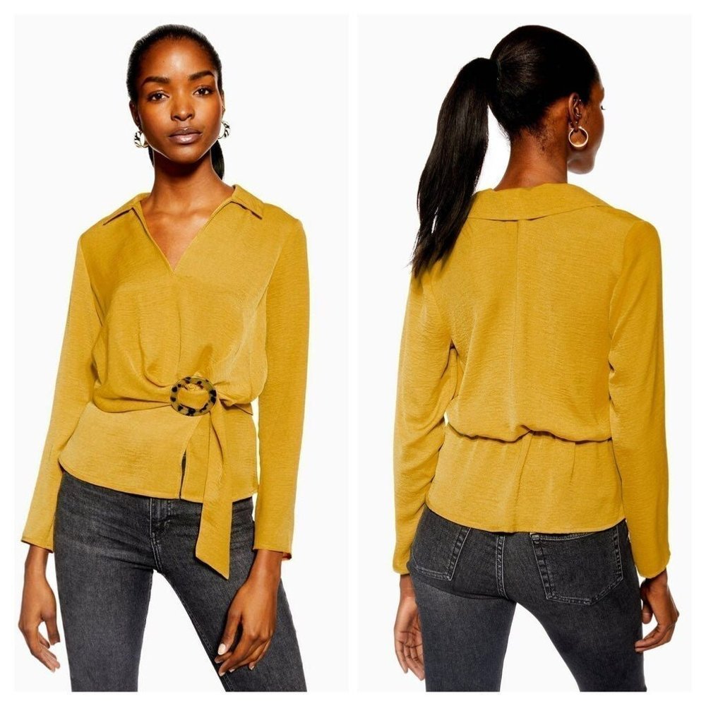 Topshop Buckle Collar Blouse Size 6